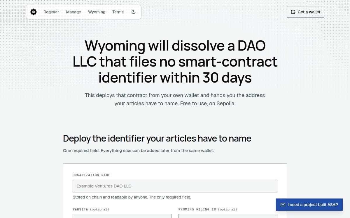 Wyoming DAO Registry